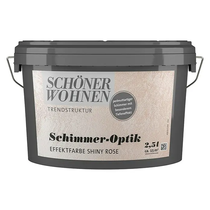 SCHÖNER WOHNEN-Farbe Trendstruktur Dekoputz-Set Schimmer-Optik - 5 -tlg., Shiny Rose - Eine Dose Schöner Wohnen Schimmer-Optik Trendstruktur Effektfarbe in Shiny Rose, 2,5l für ca. 15 m² inklusive Kreativzusatz.