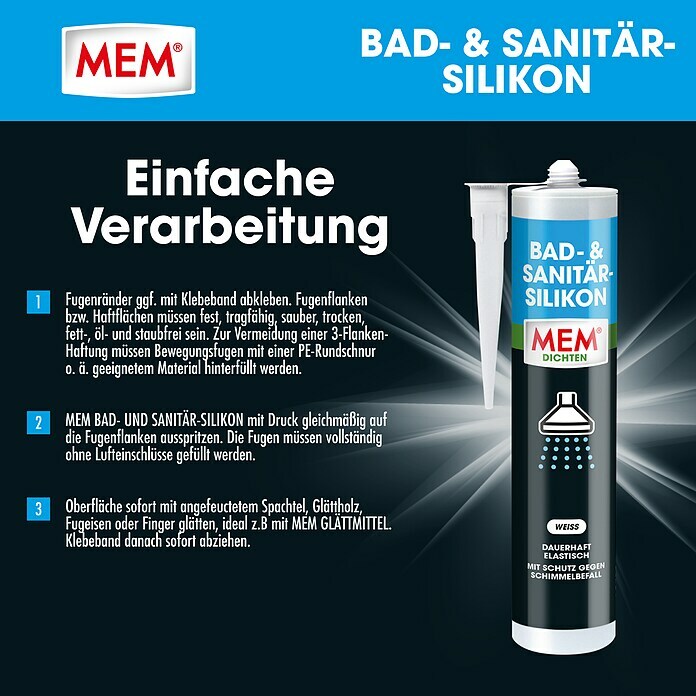 MEM Silikon Bad- & Sanitär-Silikon (Weiß, 300 ml) | BAUHAUS