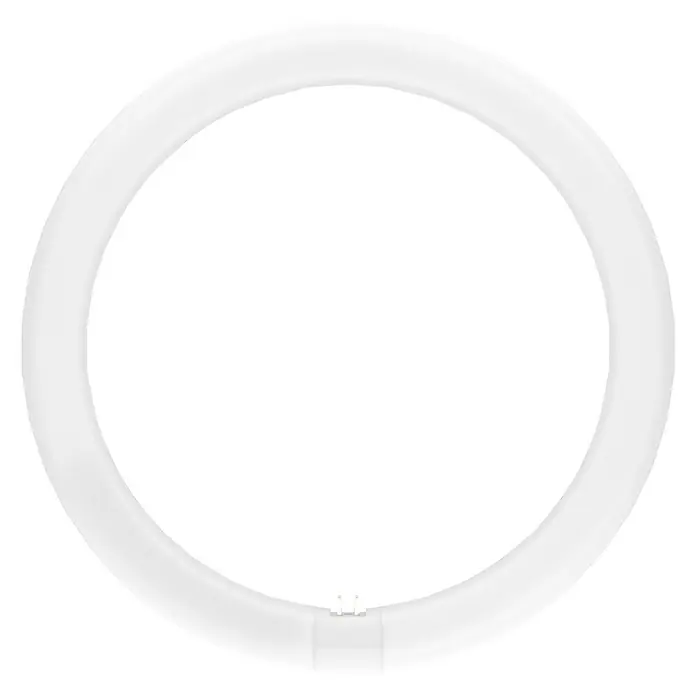 Osram LED-Röhre LED TUBE T9 EM - Länge: 30 cm, Neutralweiß, 19 W, 2.200 lm, G10q - Nahaufnahme einer weißen, kreisförmigen Leuchtstoffröhre, ideal für gleichmäßige Ausleuchtung und moderne Beleuchtungskonzepte.