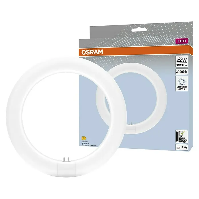Osram LED-Röhre LED TUBE T9 EM - Länge: 21,2 cm, Kaltweiß, 11 W, 1.320 lm, G10q - Osram LED-Ringlicht mit 22 Watt Leistung und 1320 Lumen Helligkeit, ideal für eine gleichmäßige Ausleuchtung. Lange Lebensdauer von 30.000 Stunden.