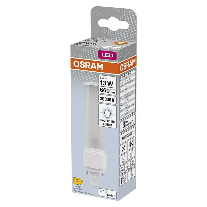 Osram Tubo LED (Largo: 14,8 cm, Blanco frío, 6 W, 660 lm, G24d) | BAUHAUS