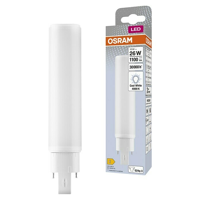 Osram Dulux D Bombilla LED (G24q-3, No regulable, Blanco neutro, 1.100 lm, 10 W, 1 ud.) | BAUHAUS