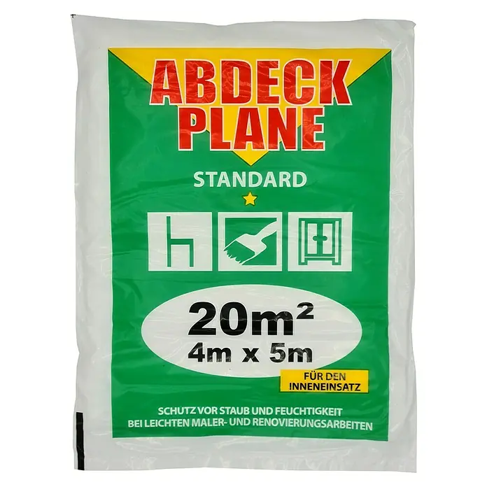 Jufol Lona acuática - L x An: 4 x 5 m - Lona protectora estándar, 20m², para protección contra polvo y humedad durante trabajos de pintura y renovación en interiores.