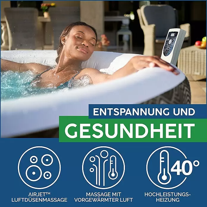 Bestway Lay-Z-Spa Mobil-Whirlpool Barbuda AirJetØ x H: 180 x 66 cm, Grau, 669 l