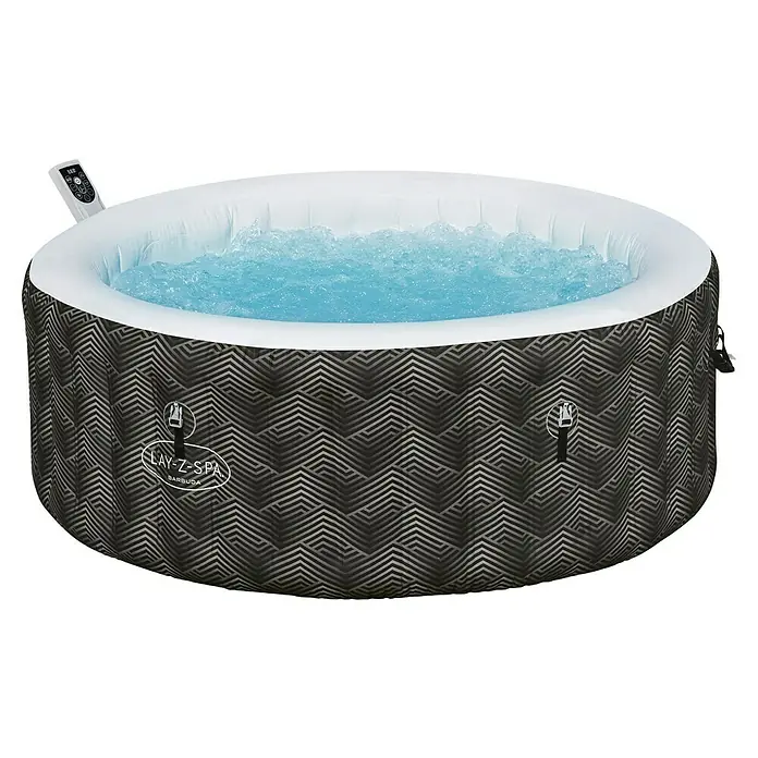 Bestway Lay-Z-Spa Mobil-Whirlpool Barbuda AirJet - Ø x H: 180 x 66 cm, Grau, 669 l - Aufblasbarer Lay-Z-Spa Whirlpool mit geometrischem Muster und Bedienfeld. Für entspannte Momente im eigenen Garten.