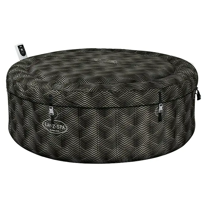 Bestway Lay-Z-Spa Mobil-Whirlpool Barbuda AirJet - Ø x H: 180 x 66 cm, Grau, 669 l - Abgebildeter Lay-Z-Spa Barbuda Whirlpool mit markantem Zickzackmuster. Ideal für entspannende Momente im eigenen Garten.