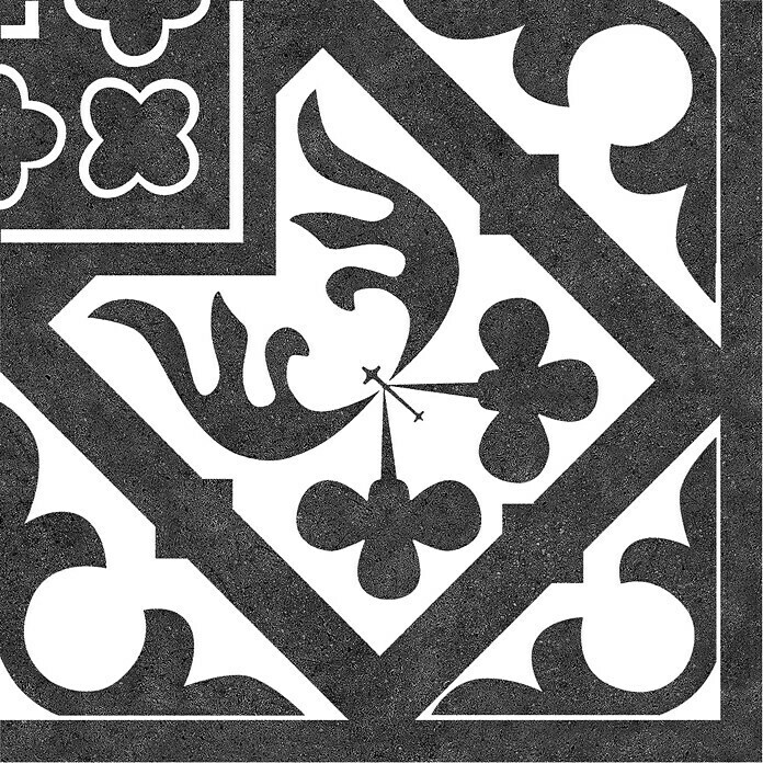 Feinsteinzeugfliese Ecke Versalles (25 x 25 cm, Schwarz/Weiß, Glasiert)