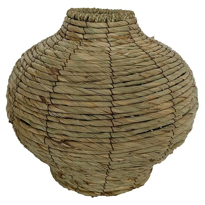 Korbvase Catu - Ø x H: 29 x 30 cm, Korbgeflecht - Strohgeflecht-Vase, handgefertigt. Dekorative Vase aus natürlichen Materialien, ideal für rustikale Akzente im Zuhause.