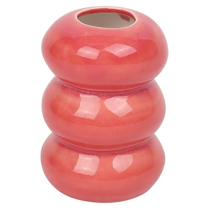Vase Bubbles - Ø x H: 7 x 10 cm, Keramik, Rot - Rote Keramikvase mit drei bauchigen Segmenten, ideal als Deko-Element für jeden Raum. Glänzende Oberfläche sorgt für einen eleganten Look.