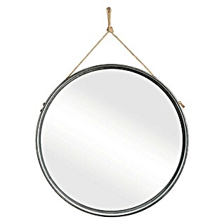 Espejo con marco Esmeralda (Diámetro: 70 cm, Plateado)