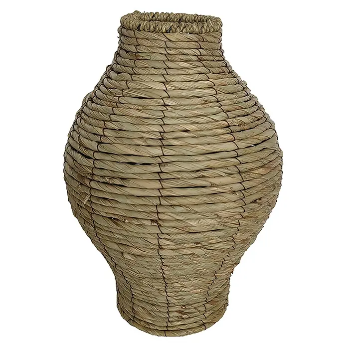 Korbvase Catu - Ø x H: 25 x 35 cm, Korbgeflecht - Strohgeflecht-Vase: Ein handgefertigtes Dekorationsstück aus kunstvoll geflochtenem Stroh, ideal für stilvolle Innenräume und natürliche Akzente.
