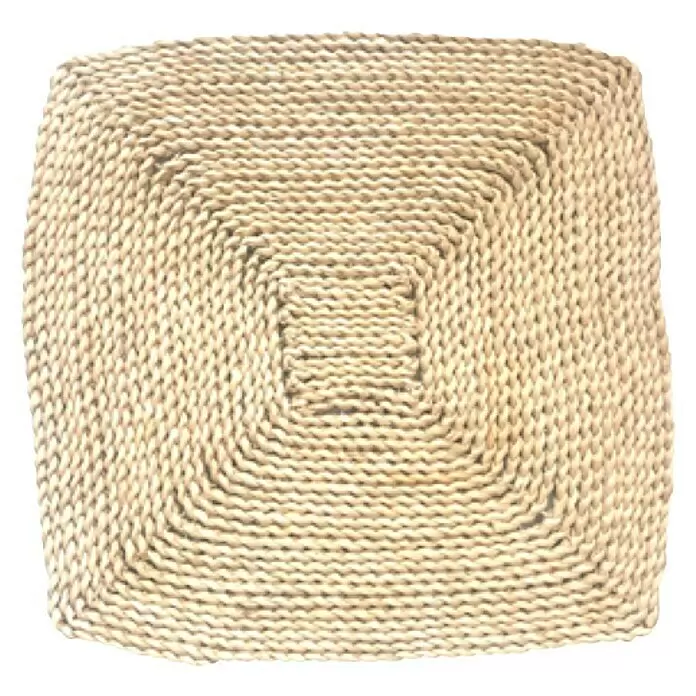 Tisch-Set - 38 x 38 cm, Natur - Quadratische Matte aus geflochtenem beigem Naturseil im konzentrischen Quadratmuster. Ideal als Untersetzer.