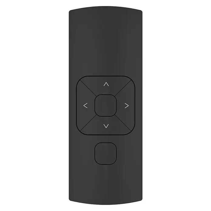 Funkhandsender MotionBlinds Smart Home Remote Control - 5 Kanäle - Nahaufnahme einer schwarzen Fernbedienung mit Richtungstasten und einer zusätzlichen Taste für eine einfache Navigation.