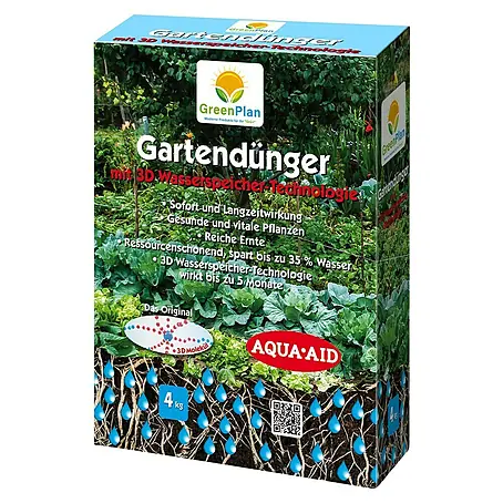 GreenPlan Aqua Aid Universal-Gartendünger mit 3D Wasserspeicher-Technologie