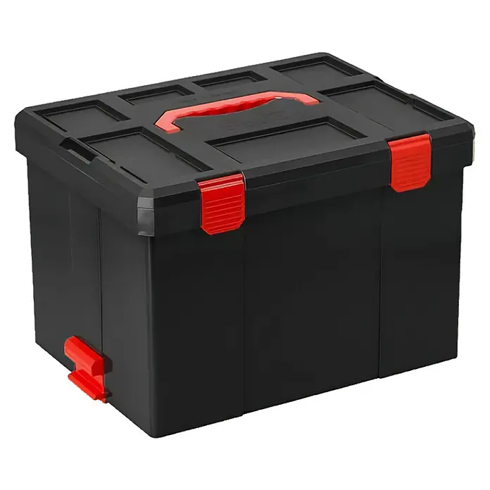 Wisent Maschinenkoffer b-boXx - Größe: L, ABS - Schwarzer Werkzeugkoffer mit roten Akzenten, ideal für die Organisation von Werkzeugen und Zubehör.\n
