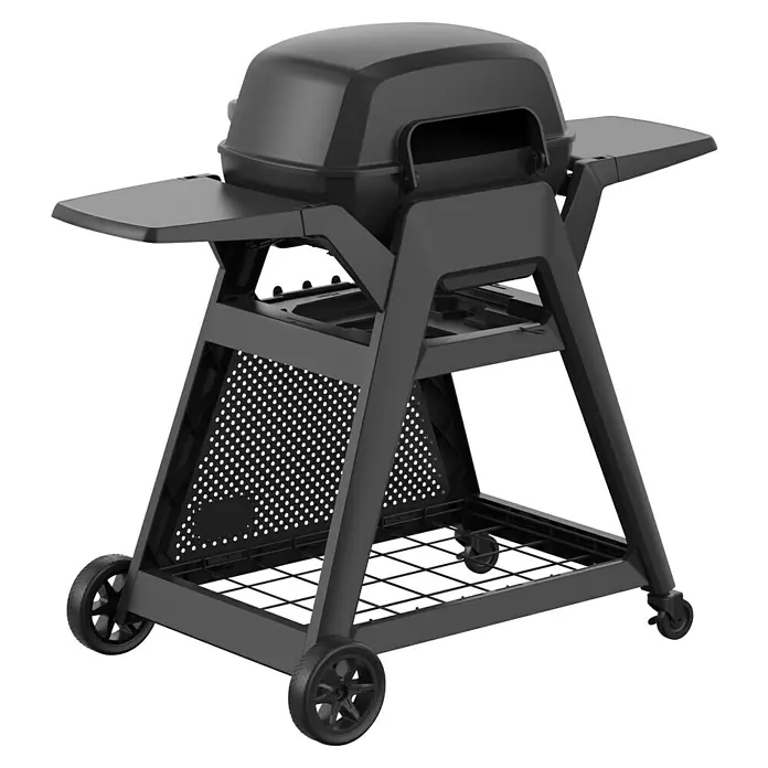 Grandstate Gasgrill Black Kite 200 - Grillfläche (B x T): 57 x 38 cm, 7,2 kW, Anzahl Brenner: 2 Stk. - Schwarzer Grill mit Seitentischen und Rollen. Der Grill hat ein modernes Design und ist ideal für den Außenbereich.
