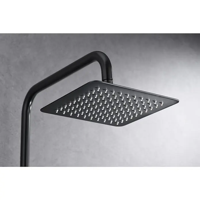 Camargue Adriatic Sistema de ducha - Con grifo monomando, Black gun metal - Ducha de lluvia negra moderna con cabezal cuadrado y múltiples chorros para una experiencia relajante. Diseño elegante para cualquier baño.