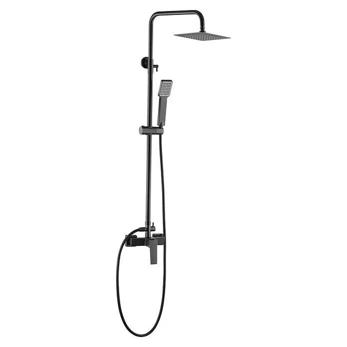 Camargue Adriatic Sistema de ducha - Con grifo monomando, Black gun metal - Conjunto de ducha negro con rociador y ducha de mano para un diseño de baño moderno con un aspecto elegante y uso cómodo.