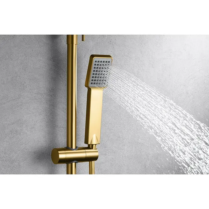 Camargue Adriatic Sistema de ducha - Con grifo monomando, Oro - Grifo de ducha dorado con agua corriente, aspecto elegante para baños modernos, mano de obra de alta calidad y diseño atractivo.