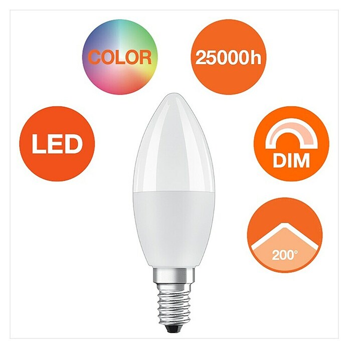 Osram Star LED žarulja  (E14, Može se prigušiti, RGBW, 250 lm, 5,5 W) | BAUHAUS