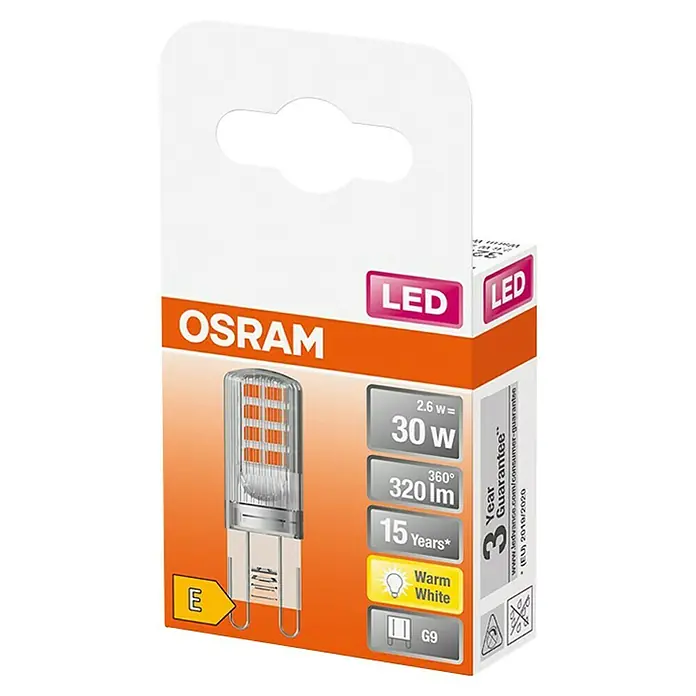 Osram Star Bombilla LED - G9, No regulable, Blanco cálido, 320 lm, 2,6 W - Imagen de producto de una bombilla LED OSRAM.