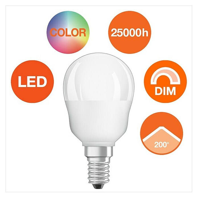Osram Star LED žarulja Classic P 25 RGBW  (E14, Može se prigušiti, RGBW, 250 lm, 4,5 W) | BAUHAUS