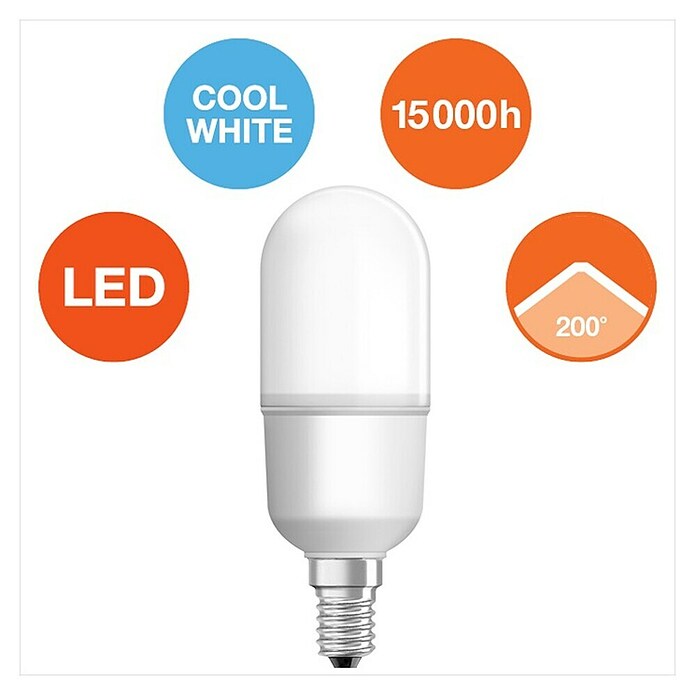Osram Star LED žarulja  (E14, Bez prigušivanja, Hladna bijela, 806 lm, 8 W) | BAUHAUS