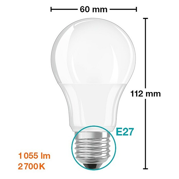Osram Star LED žarulja Classic A 75 Daylight Sensor  (E27, Bez prigušivanja, Topla bijela, 1.055 lm, 10 W) | BAUHAUS