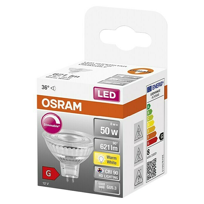 Osram LED reflektor (7,8 W, Kut svjetlosnog snopa: 36°, Topla bijela, Može se prigušiti)