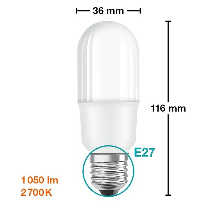 Osram Star LED žarulja Stick  (E27, Bez prigušivanja, Topla bijela, 1.055 lm, 10 W) | BAUHAUS