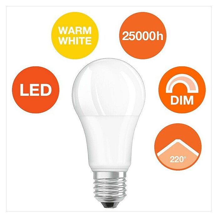 Osram LED svjetiljka (14,5 W, E27, Topla bijela, Može se prigušiti, Mat, Razred energetske učinkovitosti: A+)