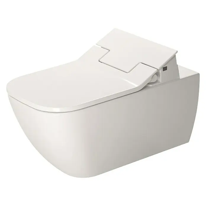 Duravit Happy D.2 Wand-WC Typ 2Spülrandlos, Ohne Spezialglasur, Spülform: Tief, WC Abgang: Waagerecht, Weiß - Elegante, wandhängende Toilette in Weiß mit einem modernen Design und einem integrierten Spülkasten.