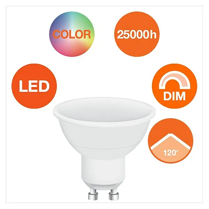 Osram LED-Lampe Star+ PAR16GU10, Dimmbar, RGBW, 250 lm, 4,5 W