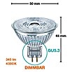Osram Bombilla reflectora LED Superstar MR16 (5,3 W, Ángulo focal: 36°, Blanco frío, Intensidad regulable)