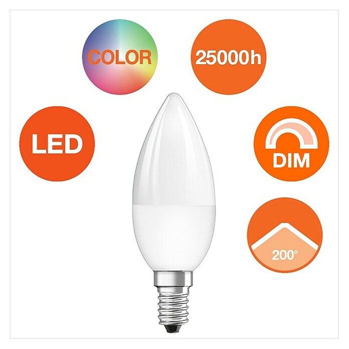 Osram Star LED žarulja Classic B RGBW  (E14, Može se prigušiti, RGBW, 250 lm, 4,5 W) | BAUHAUS
