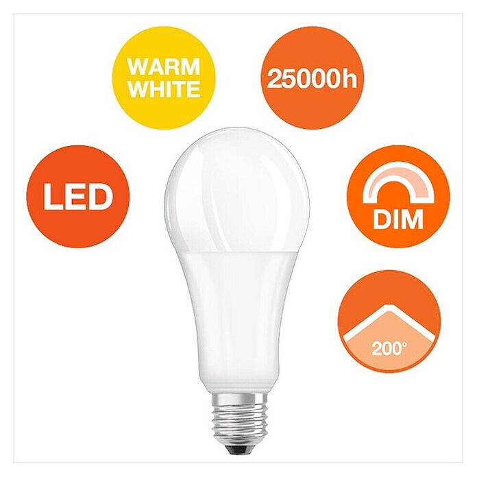 Osram LED svjetiljka (21 W, E27, Topla bijela, Može se prigušiti, Mat)