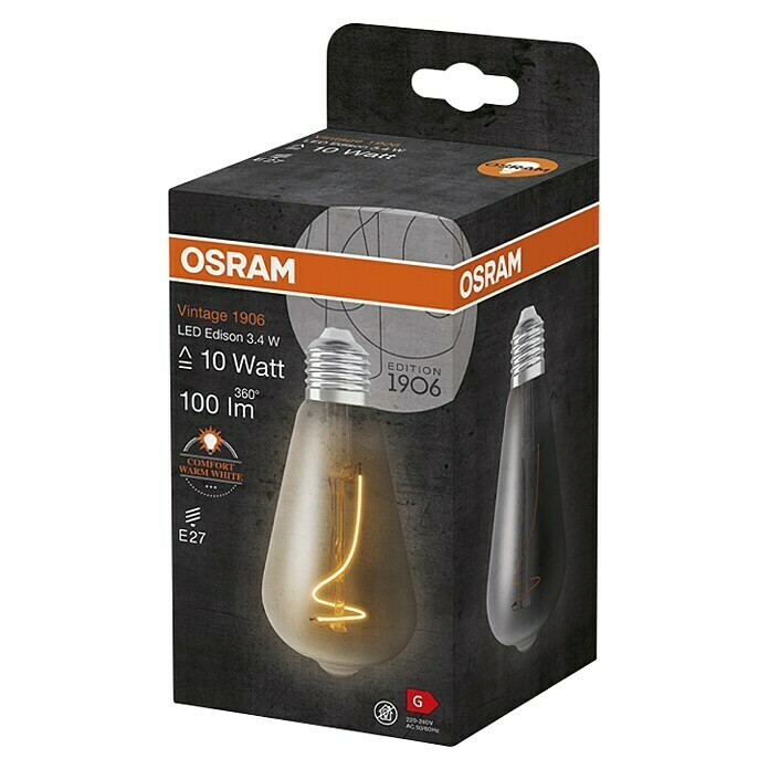 Osram LED svetlobni vir Vintage Edition 1906 v obliki žarnice E27  (E27, Ni mogoče zatemniti, Toplo bela, 100 lm, 3,5 W, Smoke) | LED luči | Svetlila | Elektro in svetila | Izdelki | BAUHAUS