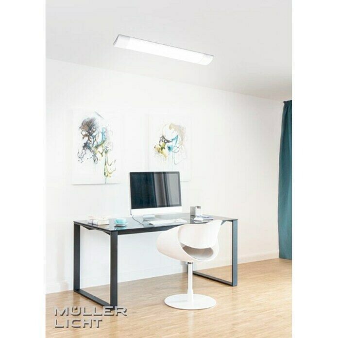 Müller-Licht LED-Wand- & Deckenleuchte (45 W, 150 x 12 x 3,1 cm, Weiß/Aluminium)