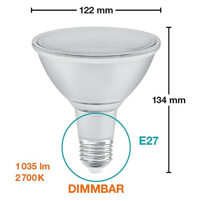 Osram Parathom LED žarulja  (E27, Može se prigušiti, Topla bijela, 1.035 lm, 12,5 W) | BAUHAUS