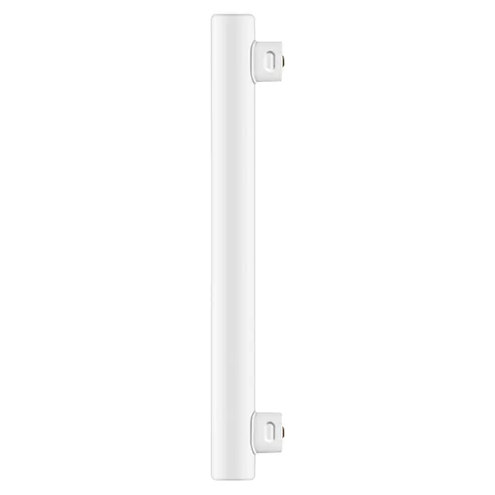 Osram Linienlampe LEDinestra - Länge: 300 mm, Warmweiß, 4,5 W, 250 lm, S14s - Weißes Rechteckpaneel mit abgerundeten Ecken und zwei D-förmigen Montageclips rechts.