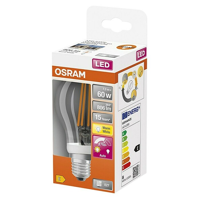 Osram LED žarulja Star Classic A 60 sa senzorom pokreta  (E27, Bez prigušivanja, Topla bijela, 806 lm, 7,3 W) | BAUHAUS