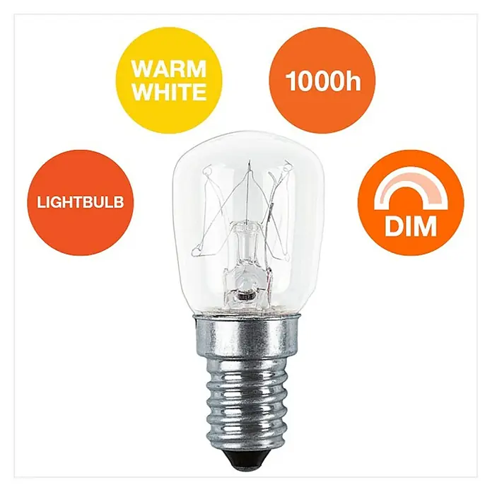 Osram Glühlampe Special T/Fridge - 25 W, E14, Matt - Nahaufnahme einer warmweißen, dimmbaren 1000h Glühbirne mit kleinem Schraubsockel für spezielle Beleuchtungsanwendungen.