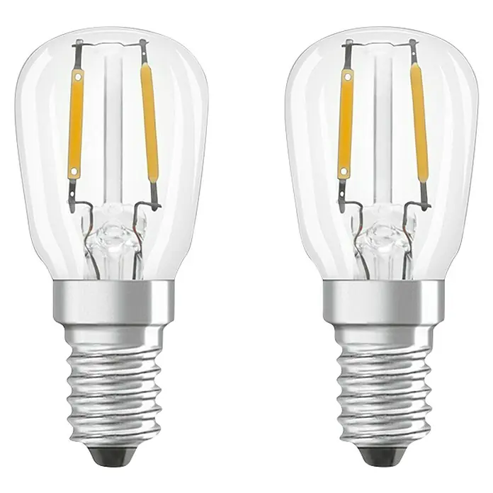 Osram LED-Lampe Special T26 - E14, Nicht Dimmbar, Warmweiß, 110 lm, 2,2 W - Zwei E14 LED-Glühbirnen im Vintage-Stil mit klarem Glas und warmweißen Filamenten für eine stimmungsvolle Beleuchtung.