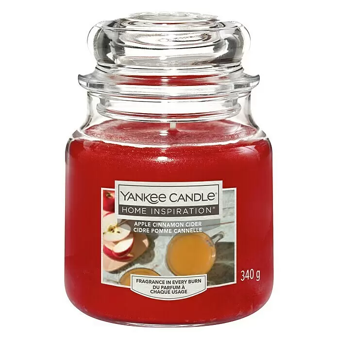 Yankee Candle Home Inspirations Duftkerze - Im Glas, Apple Cinnamon Cider, Medium - Vorderansicht
