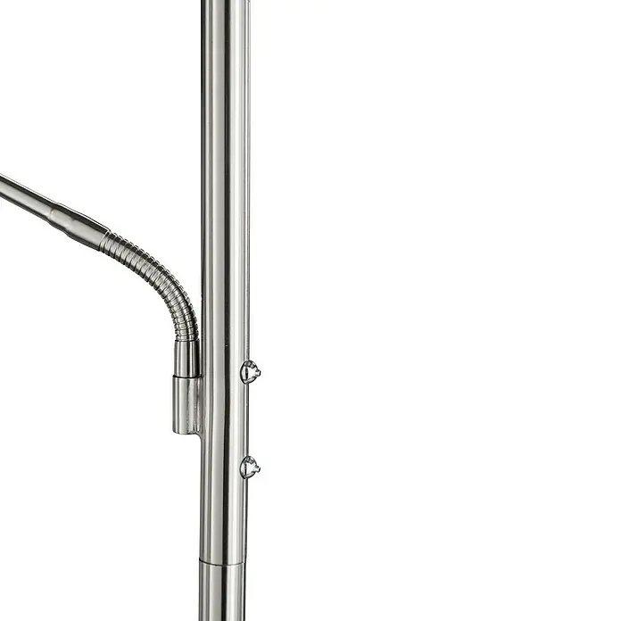 Fischer & Honsel Dent LED-Stehleuchte - 45 W, Höhe: 180 cm, Nickel, Mehrfarbig, 2 Stk. - Detailansicht einer verstellbaren, modernen Stehlampe mit flexiblem Arm und poliertem Chromfinish, ideal für Wohn- oder Bürobereiche.