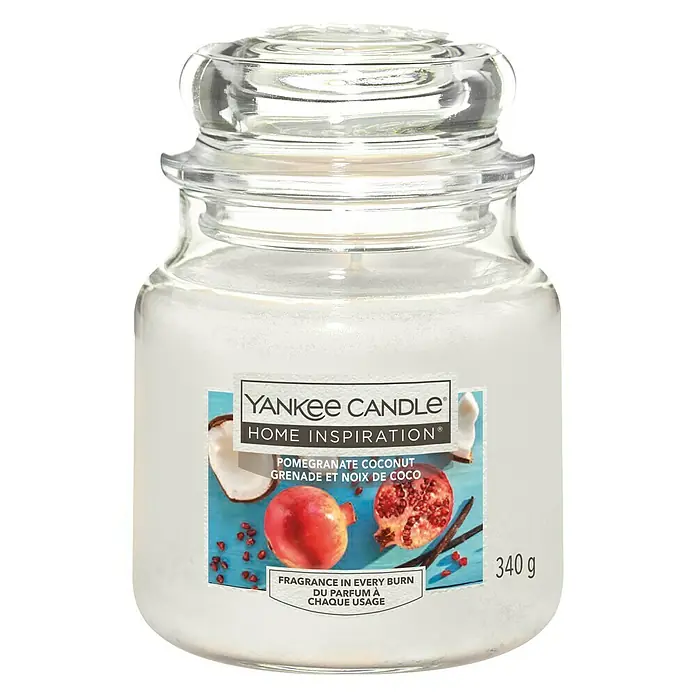 Yankee Candle Home Inspirations Duftkerze - Im Glas, Pomegranate Coconut, Medium - Eine Yankee Candle Home Inspiration Duftkerze im Glas mit dem Duft Granatapfel-Kokos.