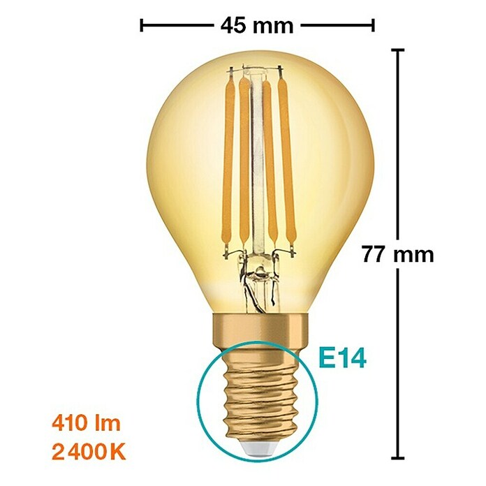 Osram LED žarulja  (E14, Bez prigušivanja, Topla bijela, 220 lm, 4 W) | BAUHAUS