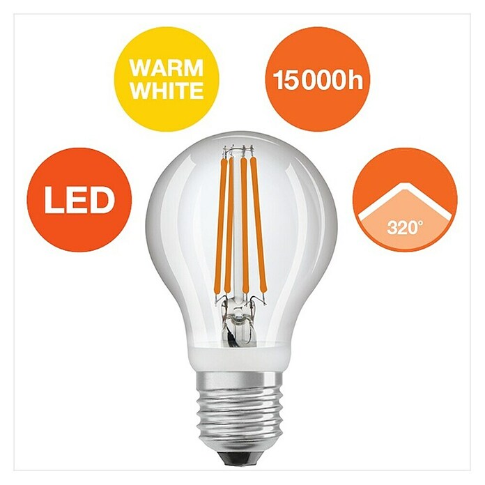 Osram LED žarulja Star Classic A 60 sa senzorom pokreta  (E27, Bez prigušivanja, Topla bijela, 806 lm, 7,3 W) | BAUHAUS