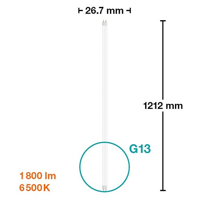 Osram LED cev SubstiTube Star ST8S-EM 20  (Dolžina: 120 cm, Dnevno bela, 15 W, 1.700 lm, G13) | 3497 - LED Röhren | CBJF - Leuchtstoffröhren | CBJ - Leuchtmittel | CB - Elektroinstallation | C - Elektro | BAUHAUS