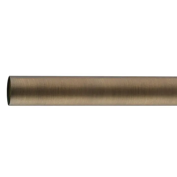 Sombra Gardinenstange - Brüniert, Länge: 200 cm, Durchmesser: 20 mm - Nahaufnahme einer bronzefarbenen Vorhangstange, die sich ideal für die Fensterdekoration eignet. Das robuste Design bietet eine stilvolle und funktionelle Lösung.